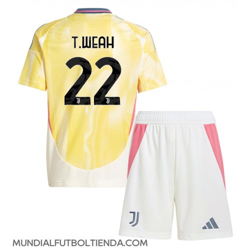 Camiseta Juventus Timothy Weah #22 Segunda Equipación Replica 2024-25 para niños mangas cortas (+ Pantalones cortos)